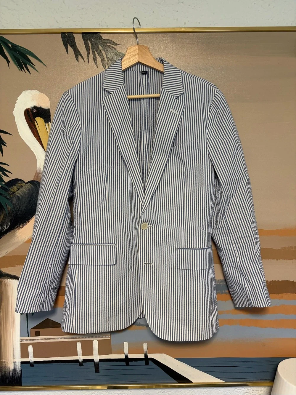 J. Crew Ludlow Seersucker Suit 36s pants 31x28